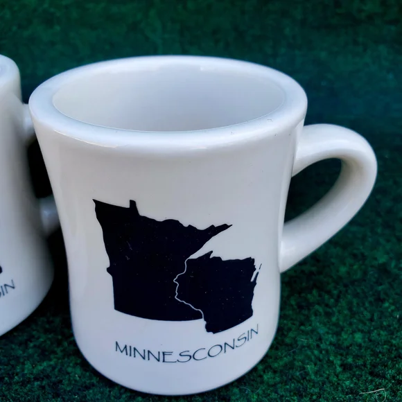 (2) VTG Minnesconsin Coffee Cup Mug Diner Heavy White/Black 12oz USA - Picture 2 of 11